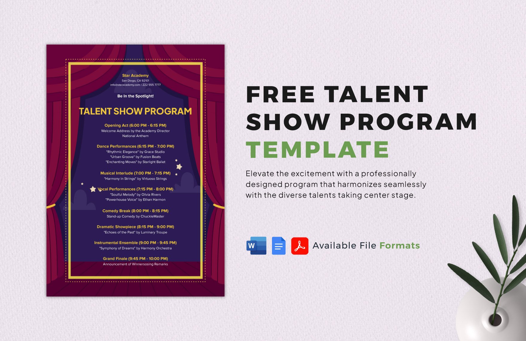 Free Talent Show Program Template