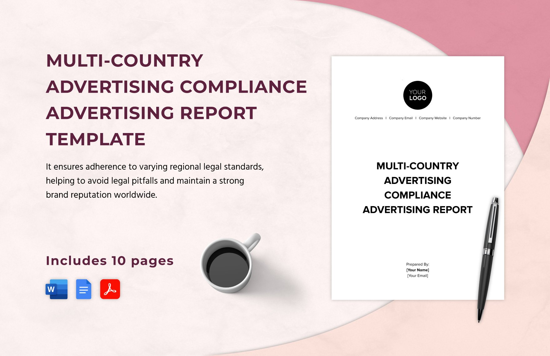 Multi-Country Advertising Compliance Advertising Report Template in Word, Google Docs, PDF