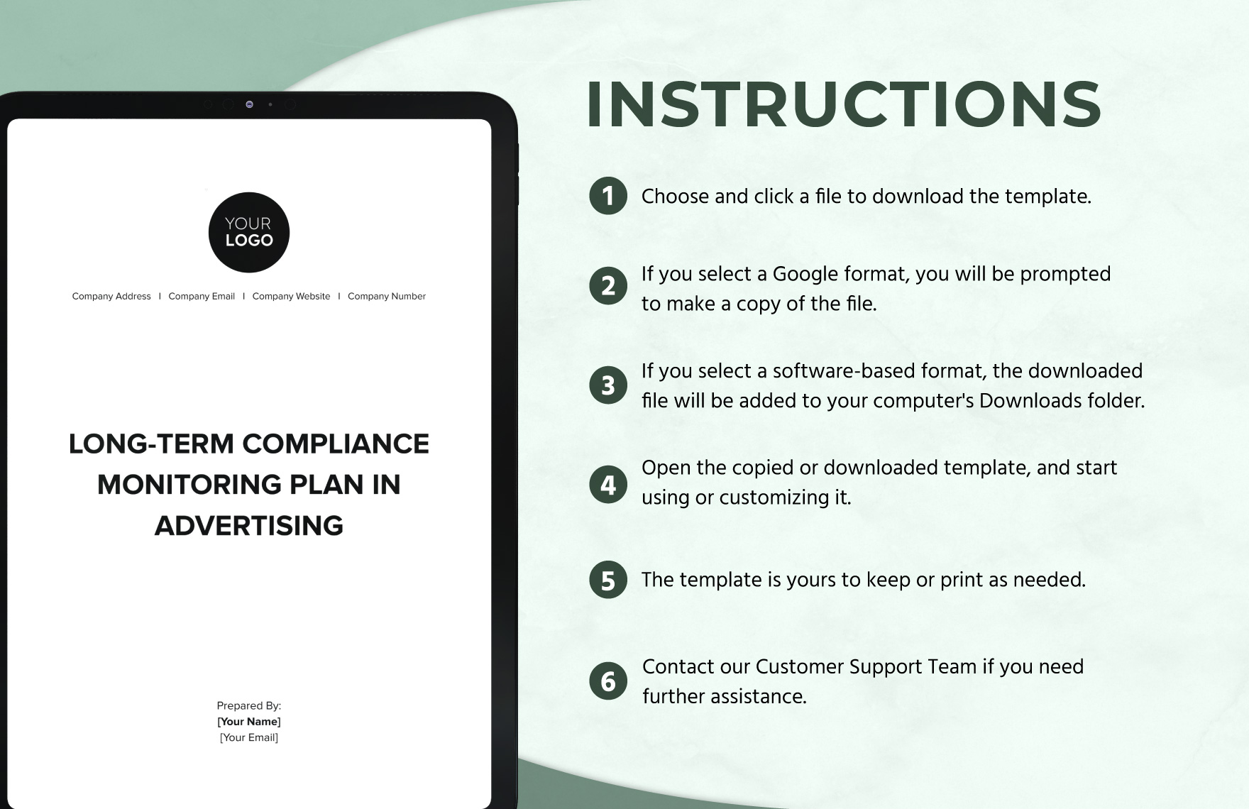 Long-Term Compliance Monitoring Plan in Advertising Template