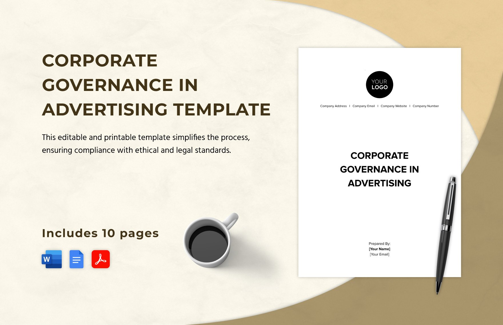 Corporate Governance in Advertising Template in Word, Google Docs, PDF