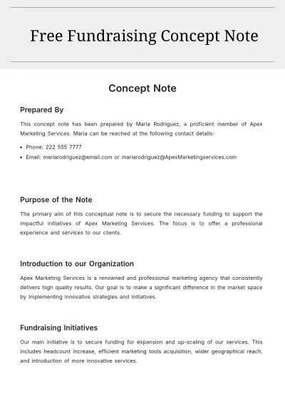 Free Fundraising Concept Note Template to Edit Online