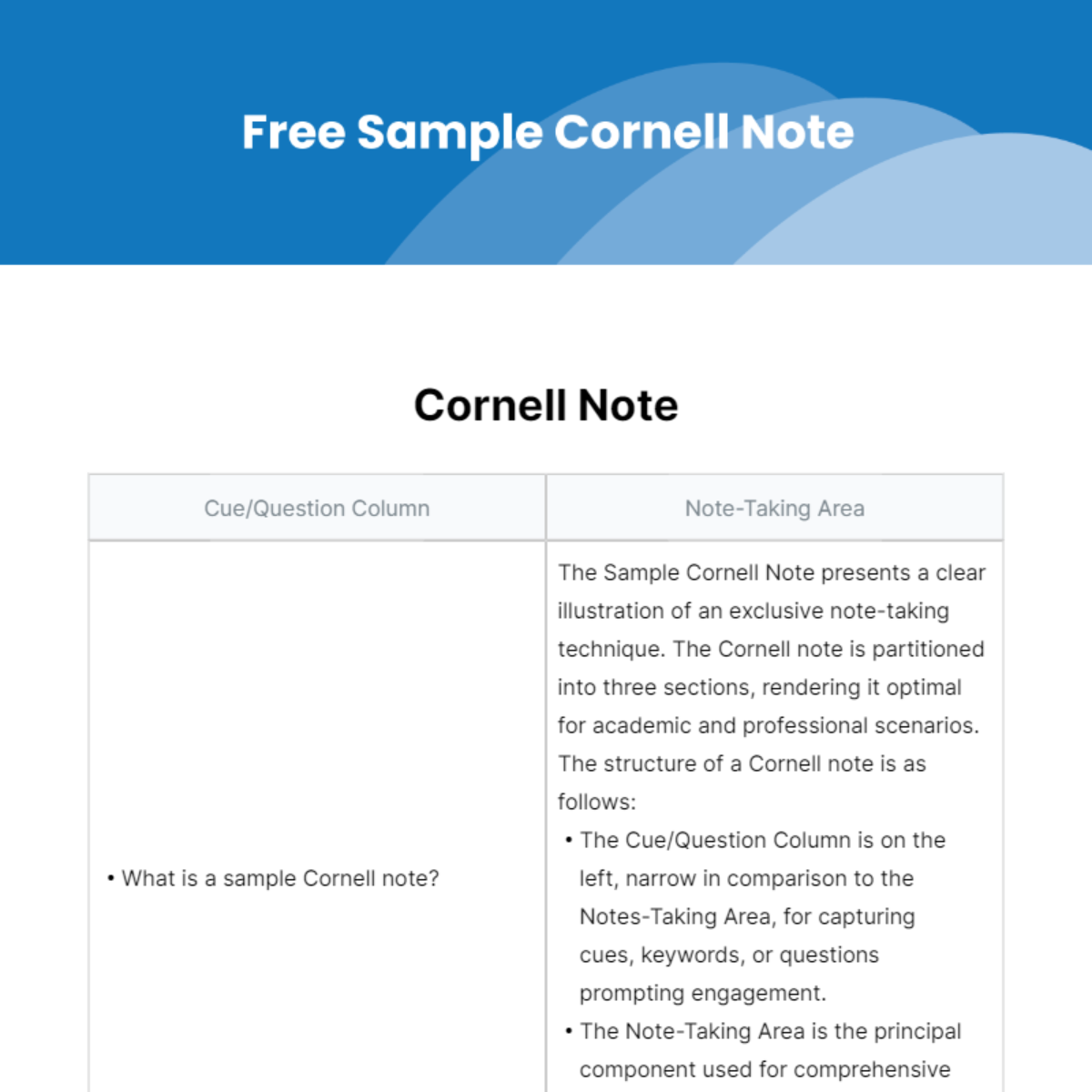 Free Sample Cornell Note Template