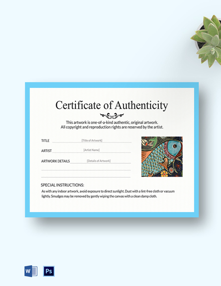 modèle de certificat d'authenticité d'illustration