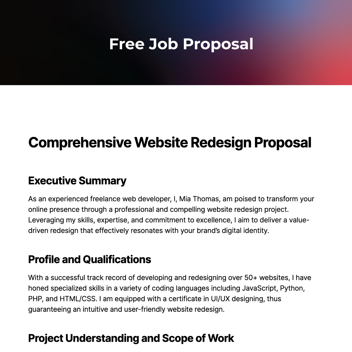 Free Job Proposal Template