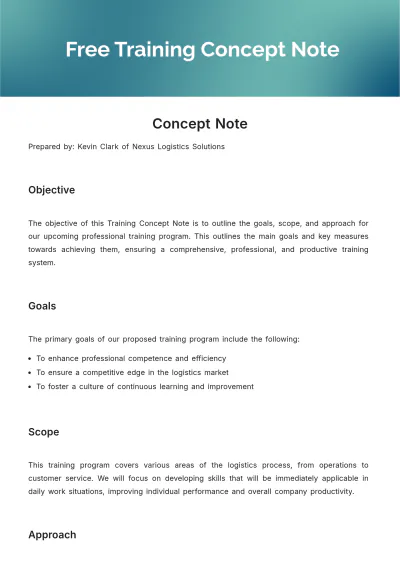 Free Training Concept Note Template to Edit Online