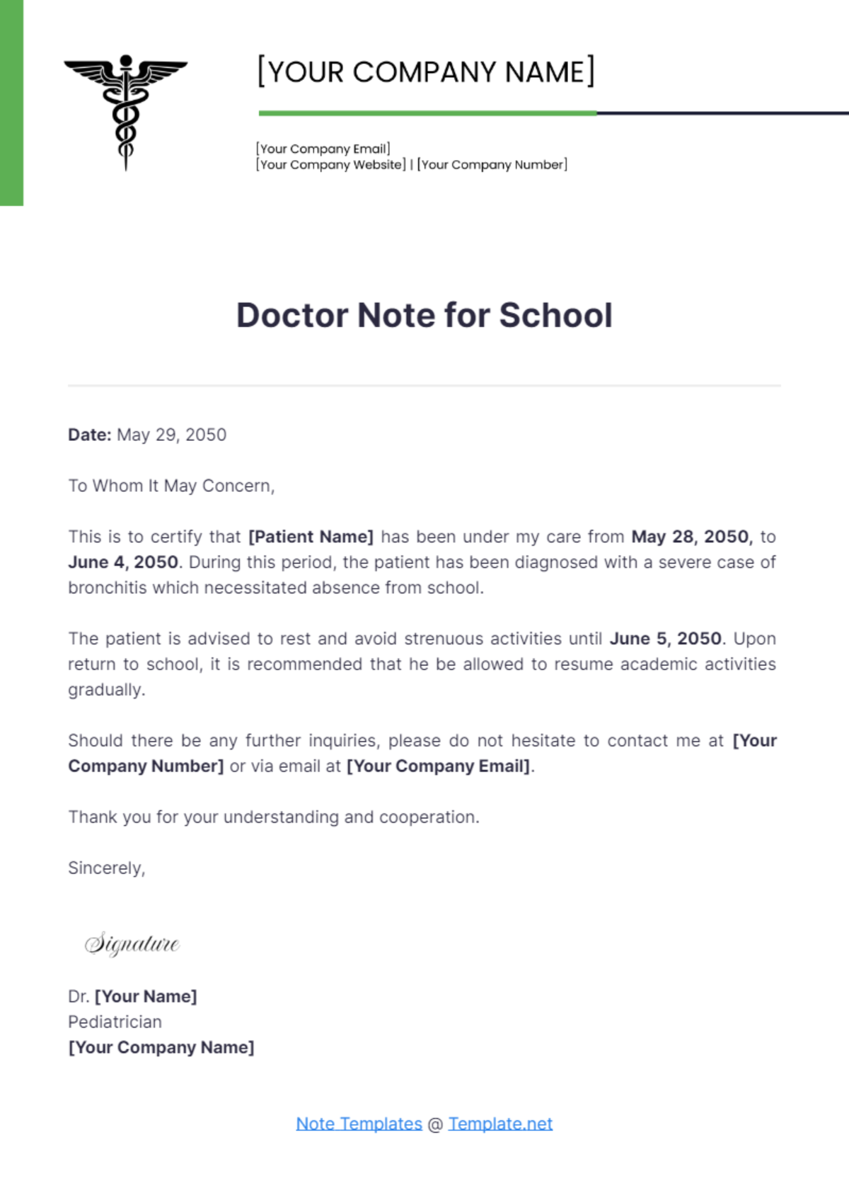 Doctor Note For School Template - Edit Online & Download