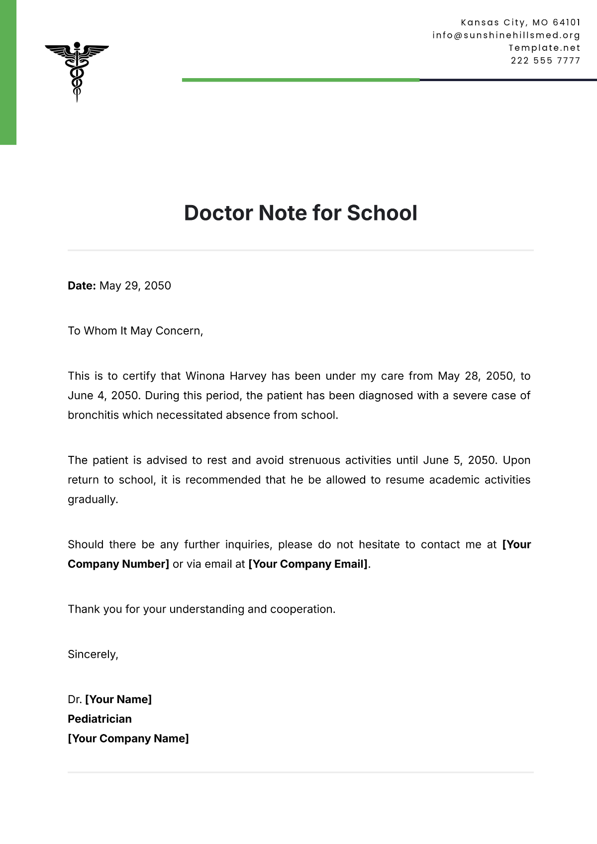 Doctor Note For School Template - Edit Online & Download