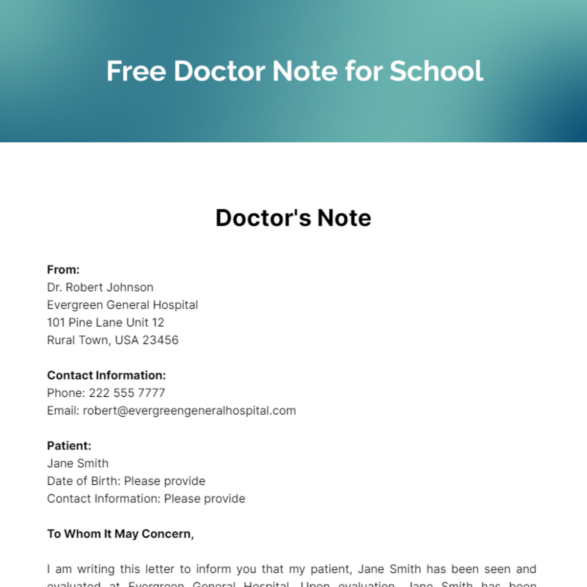 FREE Doctor Note Templates & Examples Edit Online & Download
