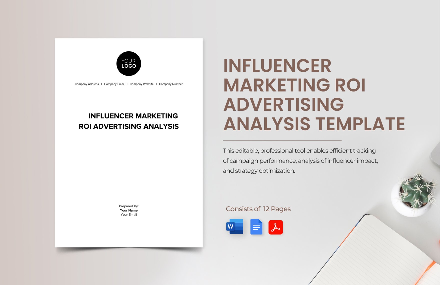 Influencer Marketing ROI Advertising Analysis Template in Word, Google Docs, PDF