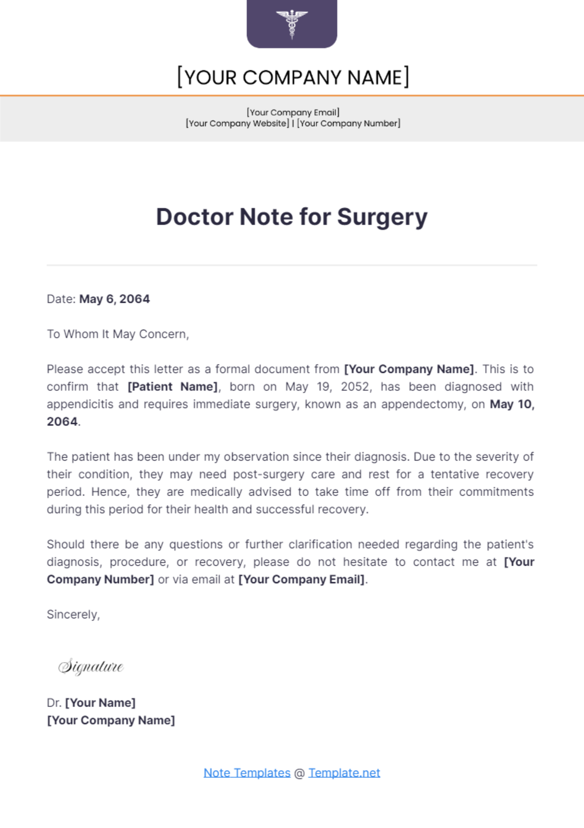 Doctor Note For Surgery Template - Edit Online & Download