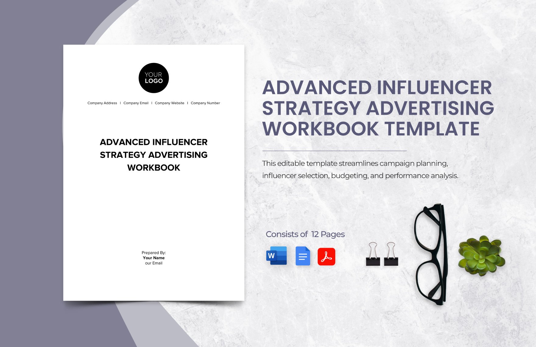 Advanced Influencer Strategy Advertising Workbook Template in Word, Google Docs, PDF