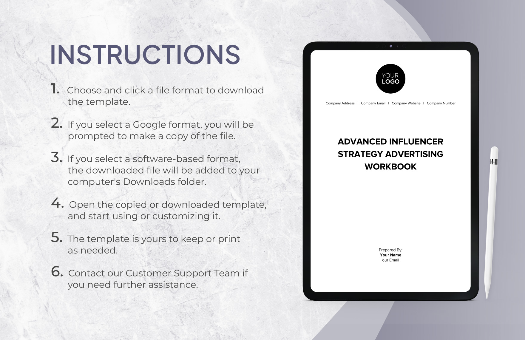 Advanced Influencer Strategy Advertising Workbook Template