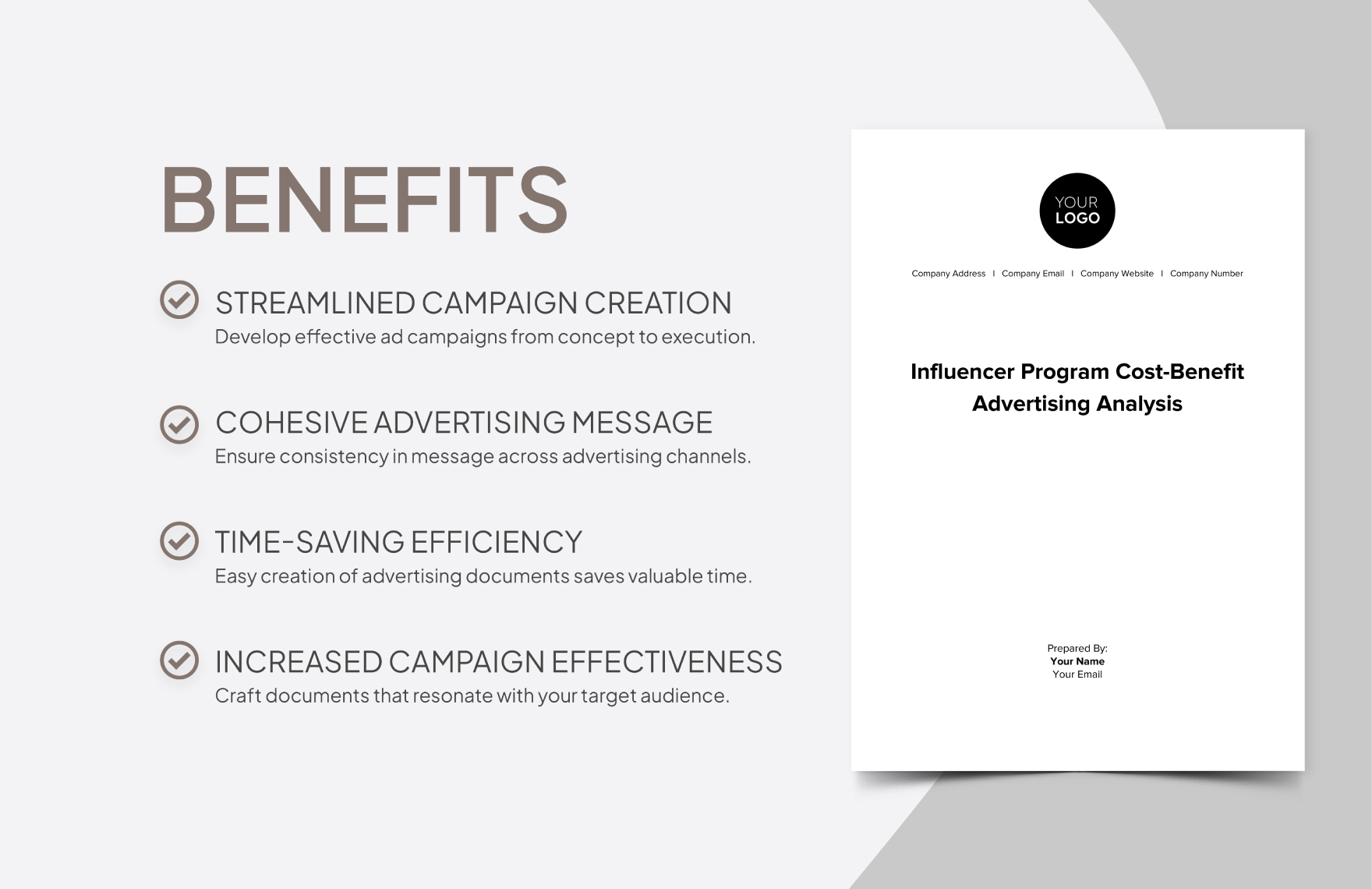 Influencer Program Cost-Benefit Advertising Analysis Template