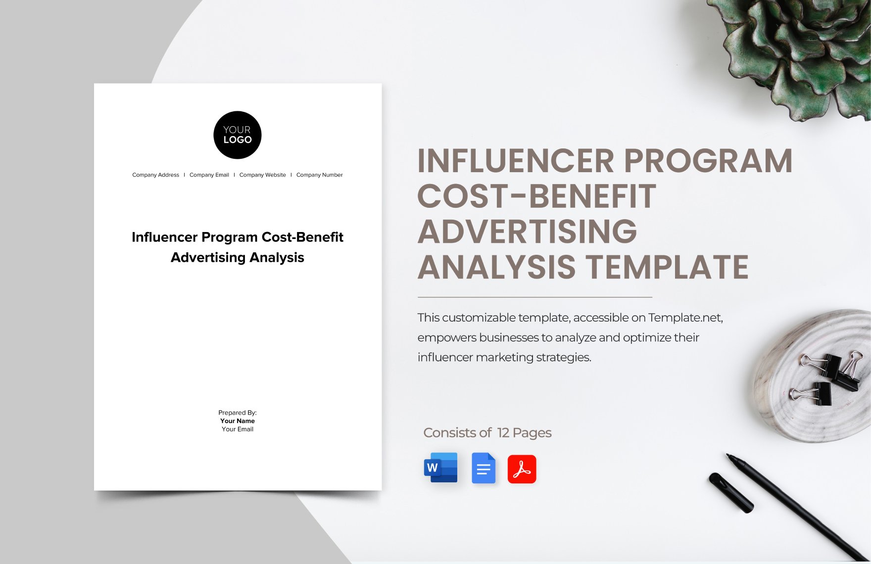 Influencer Program Cost-Benefit Advertising Analysis Template