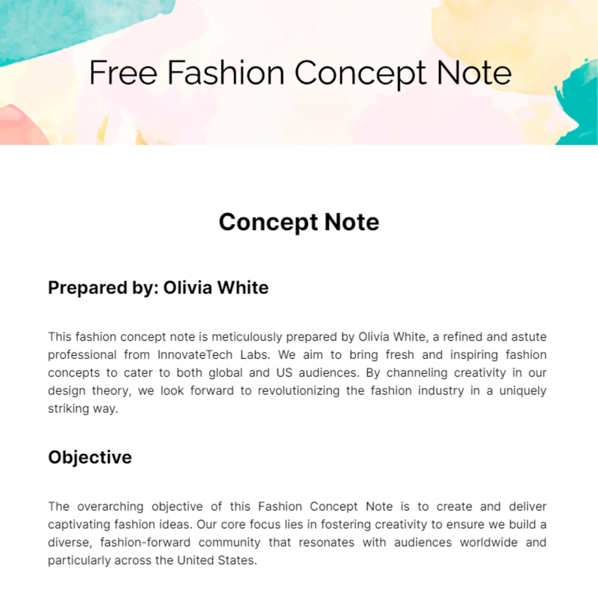 Free Fashion Concept Note Template