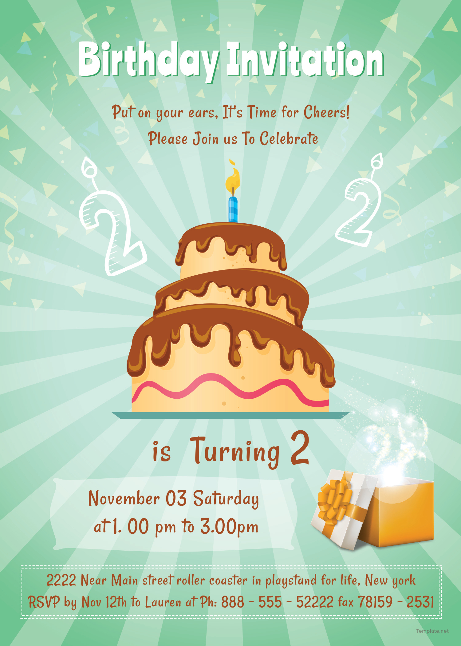 Free 2nd Birthday Invitation Template In Adobe Photoshop Illustrator 