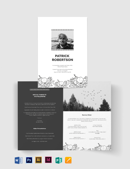 blank funeral memorial bi fold brochure template