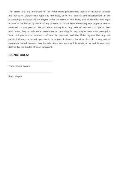 Free Promissory Note for Bank Loan Template to Edit Online