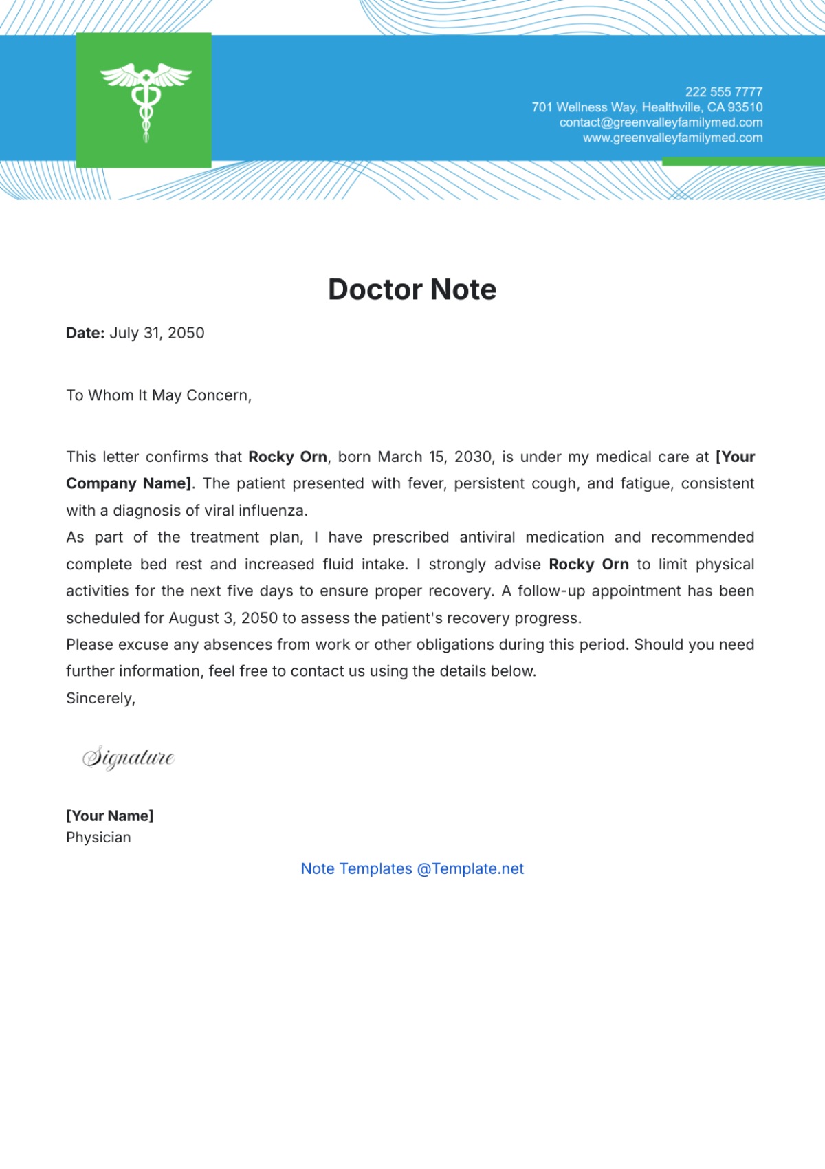 Doctor Note Template - Edit Online & Download