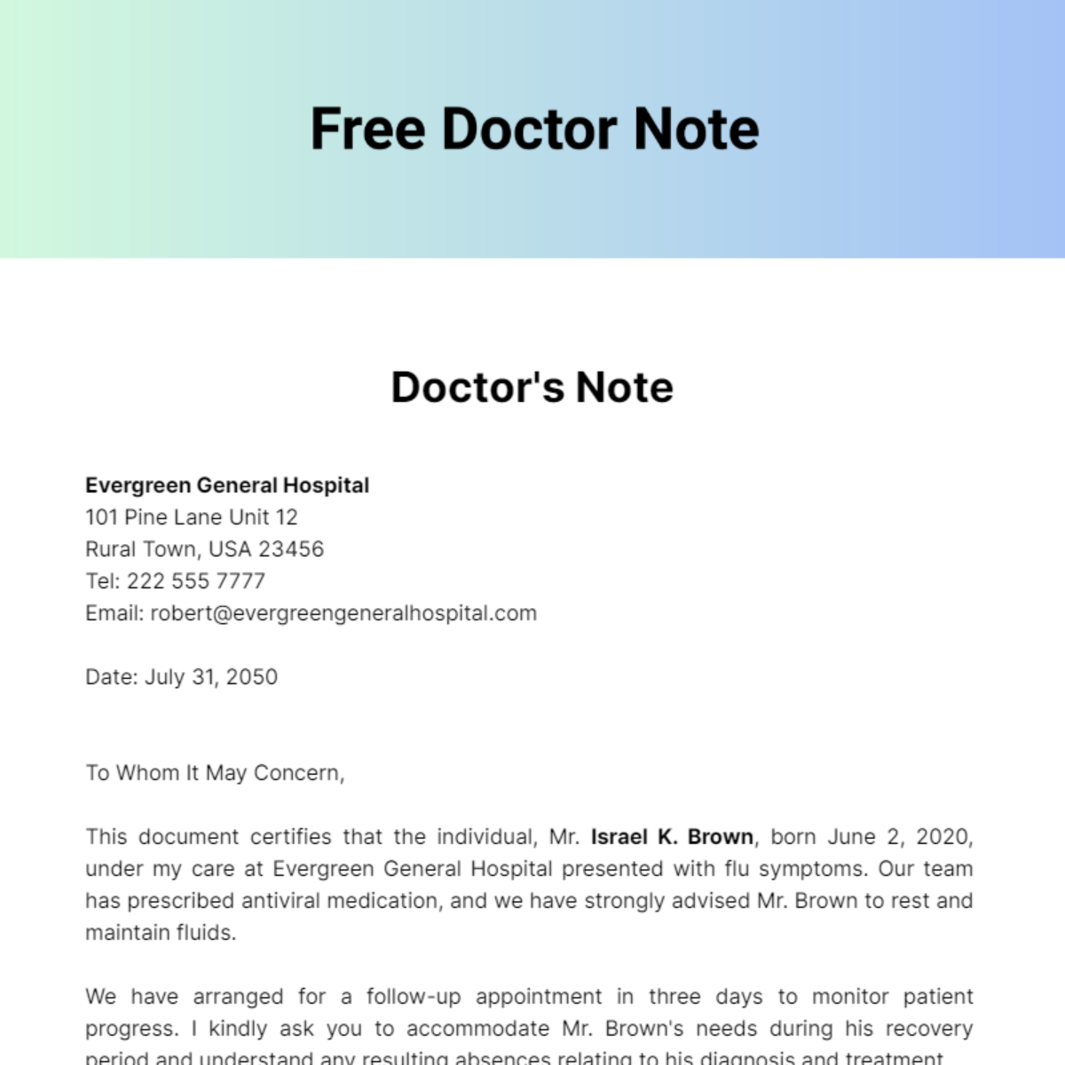 Free Doctor Note - Edit Online & Download 