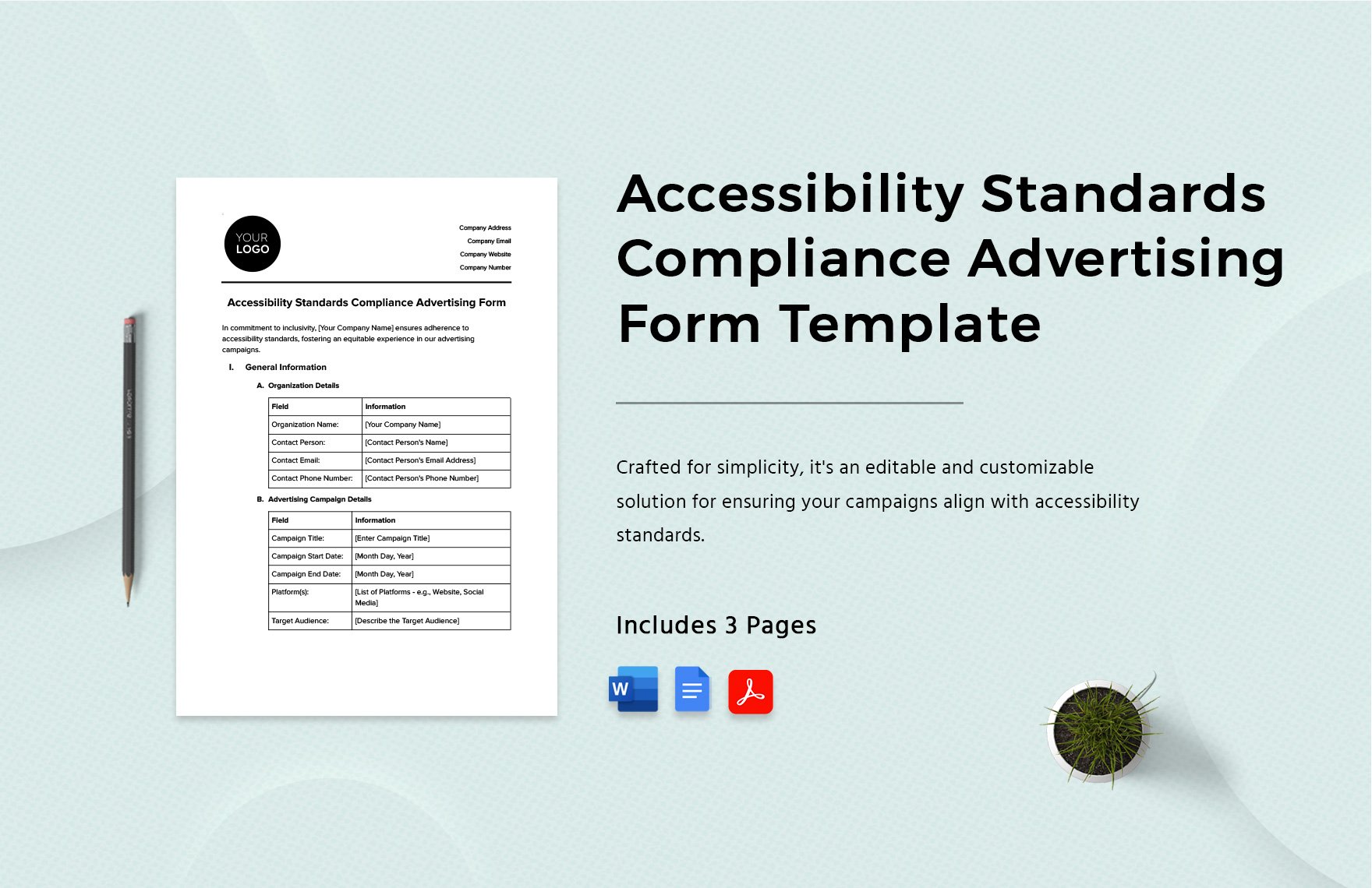 Accessibility Standards Compliance Advertising Form Template in Word, Google Docs, PDF