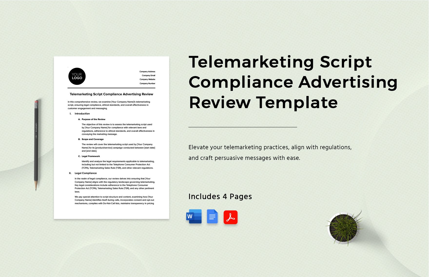 Telemarketing Script Compliance Advertising Review Template