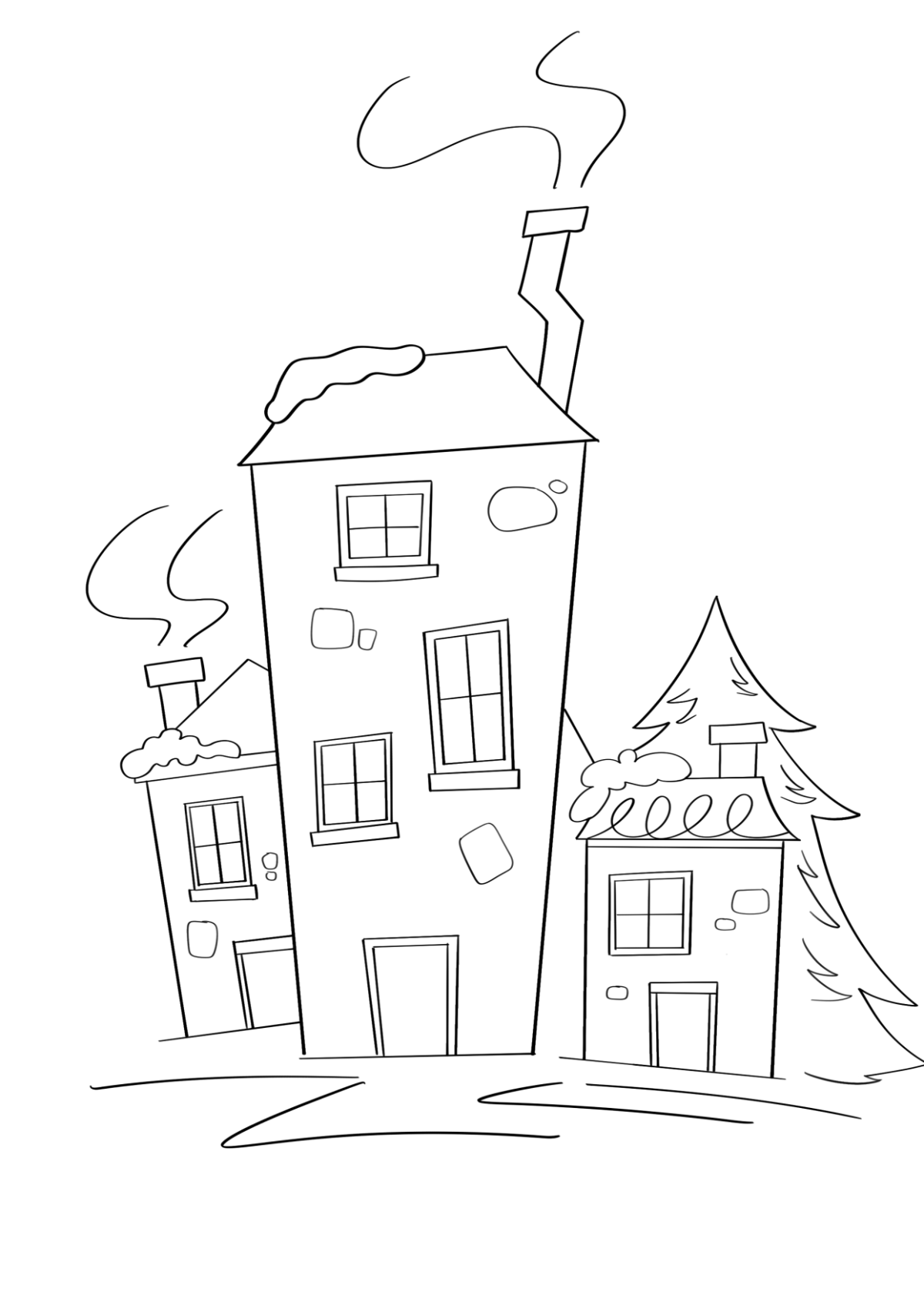 Free Village Christmas Drawing Template