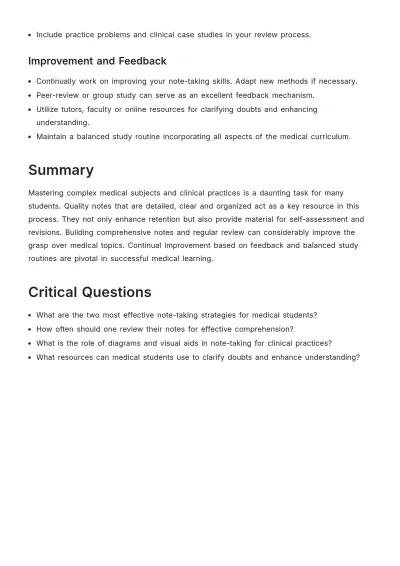 Free Medical Student Note Template to Edit Online