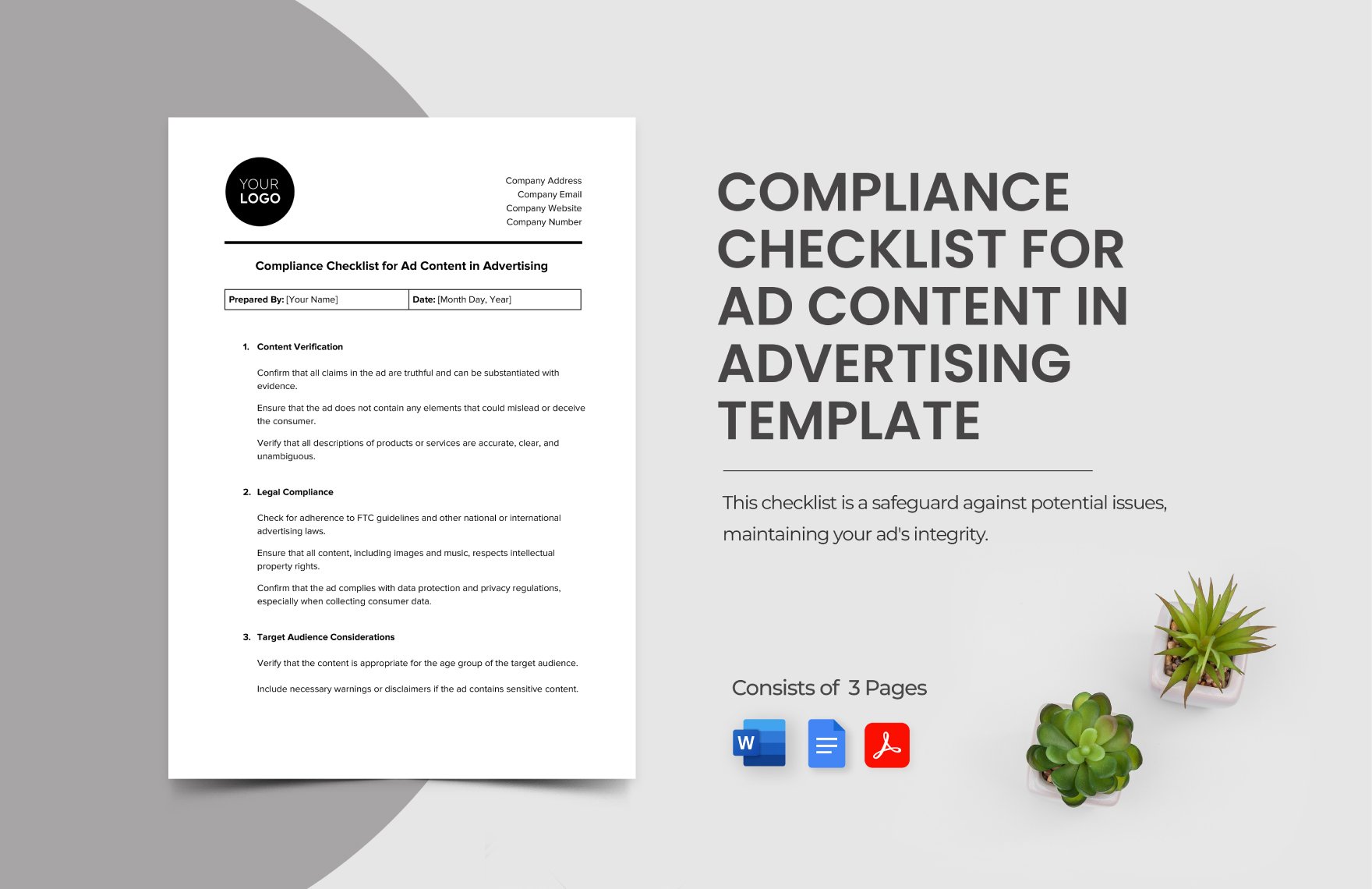 Compliance Checklist for Ad Content in Advertising Template in Word, Google Docs, PDF