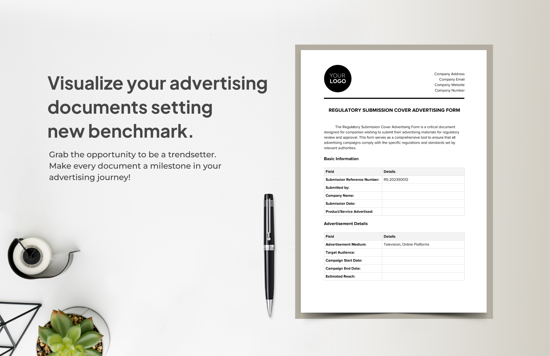 Regulatory Submission Cover Advertising Form Template