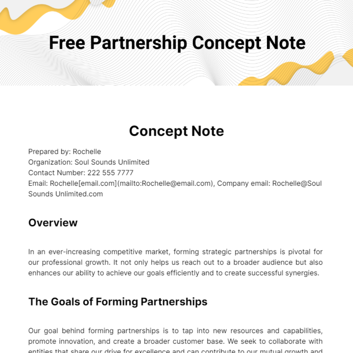 Free Partnership Concept Note Template