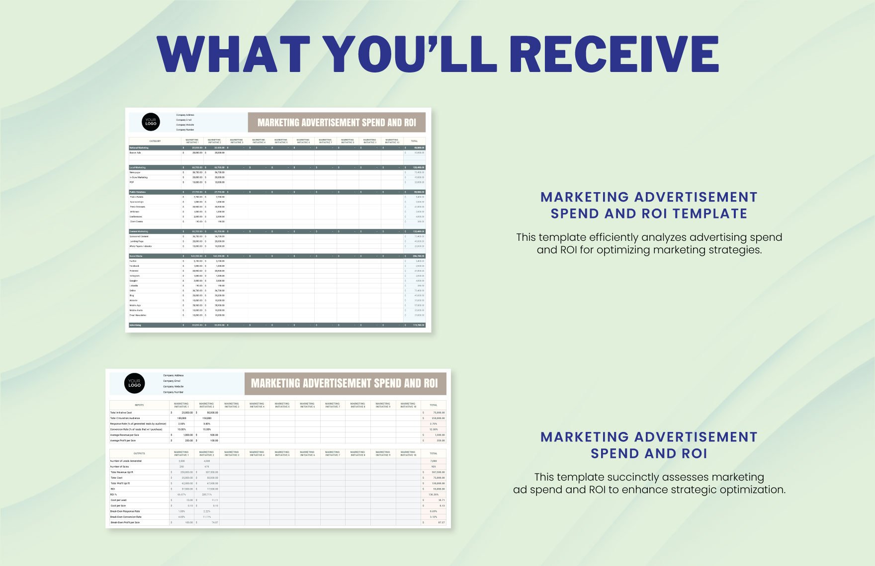 Marketing Advertisement Spend and ROI Template
