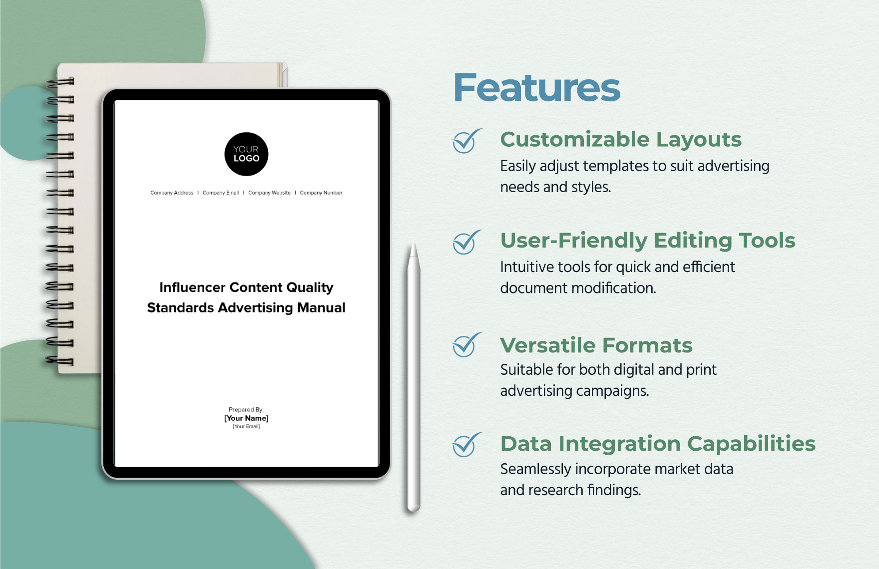 Influencer Content Quality Standards Advertising Manual Template