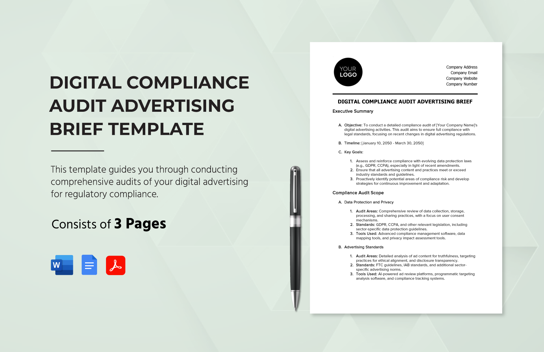 Digital Compliance Audit Advertising Brief Template