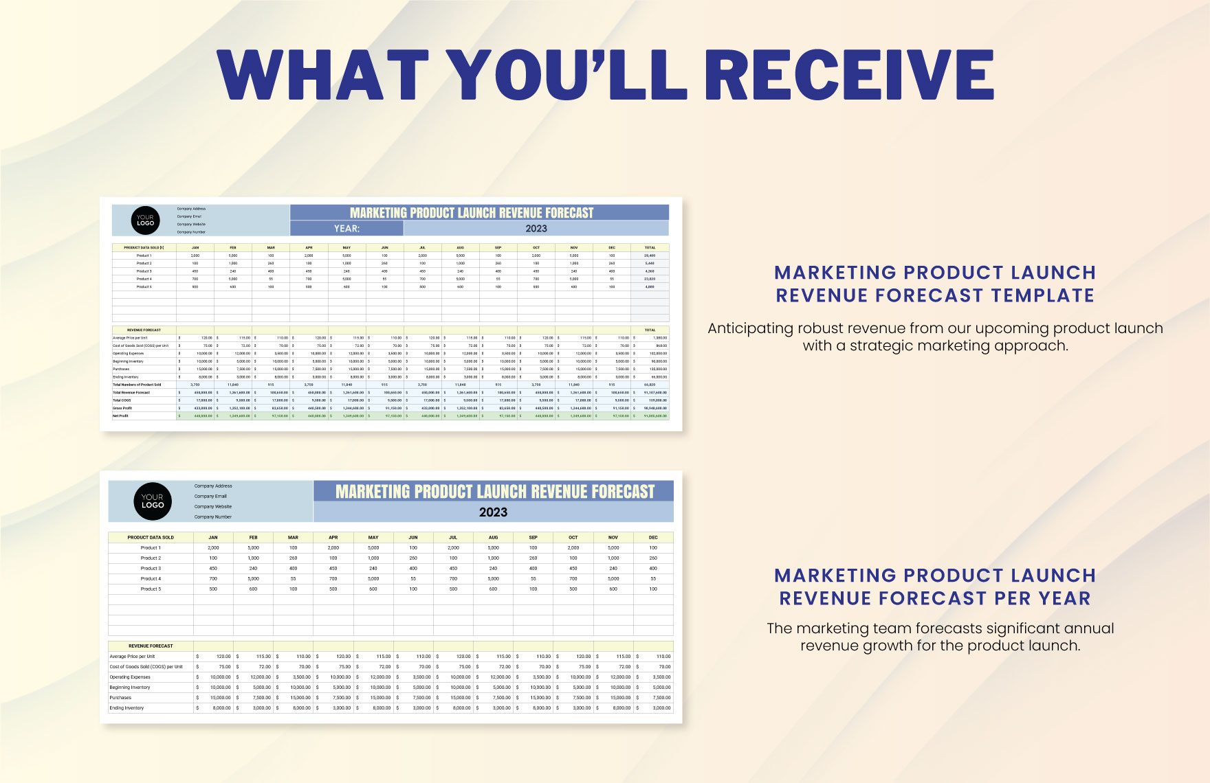Marketing Product Launch Revenue Forecast Template