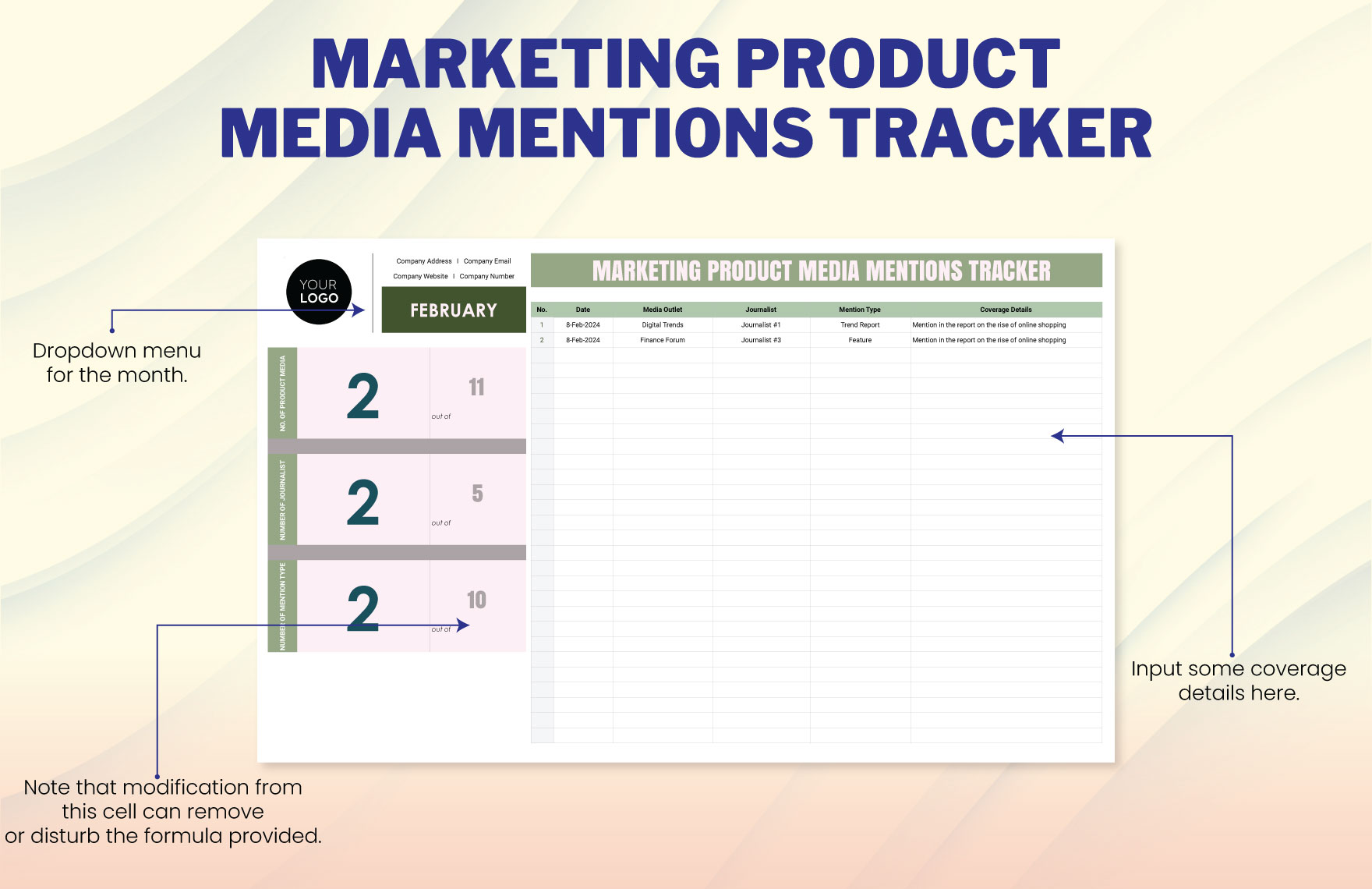 Marketing Product Media Mentions Tracker Template