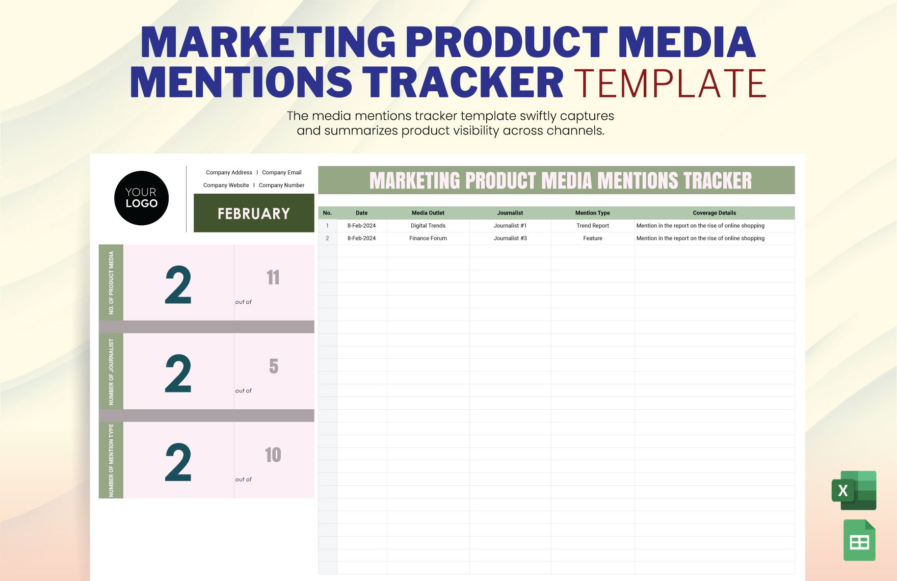 Marketing Product Media Mentions Tracker Template