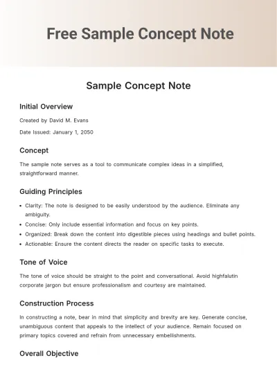 Free Sample Concept Note Template to Edit Online