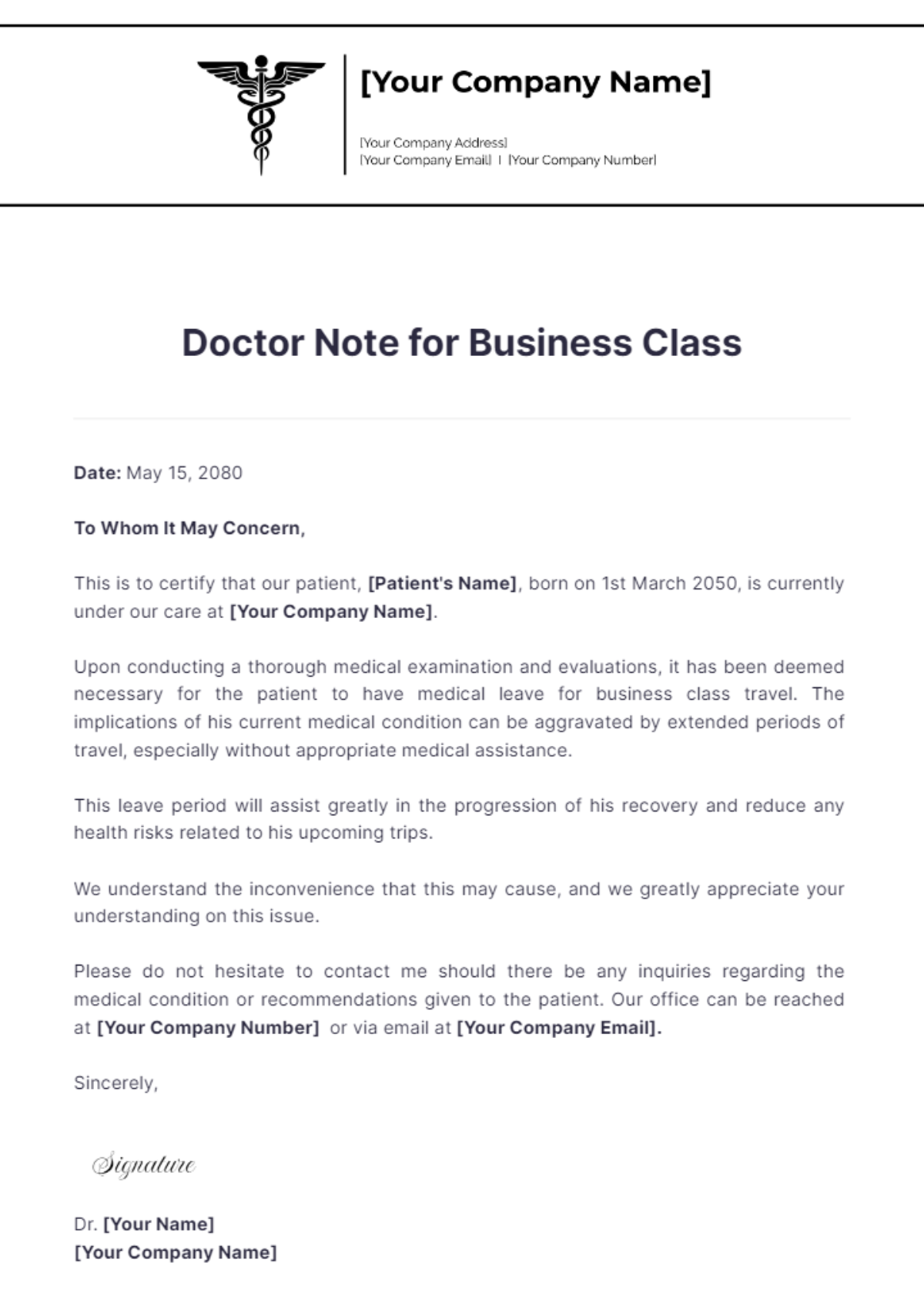 Doctor Note for Business Class Template - Edit Online & Download