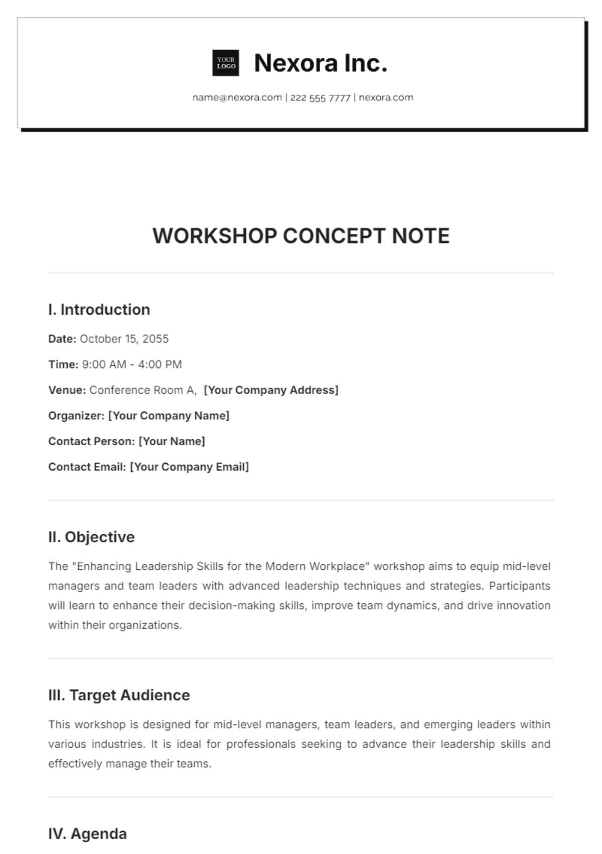 Workshop Concept Note Template - Edit Online & Download