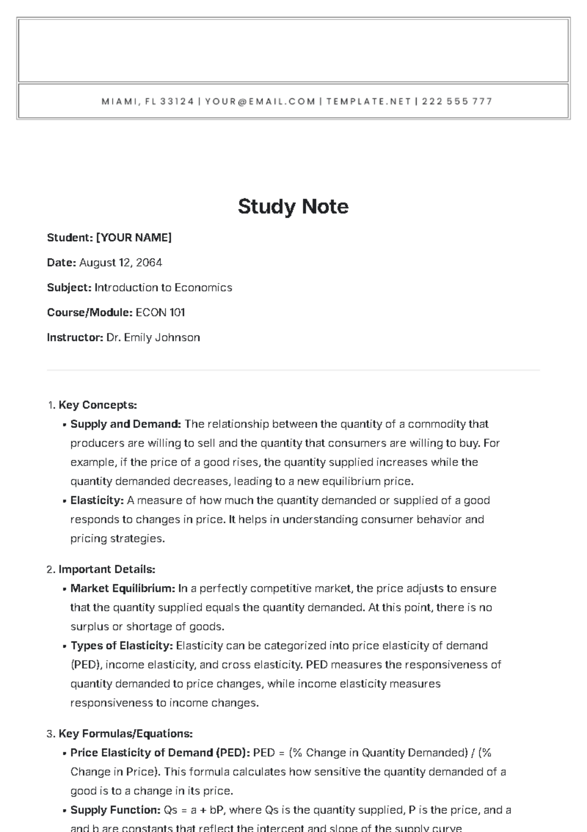 Study Note Template - Edit Online & Download