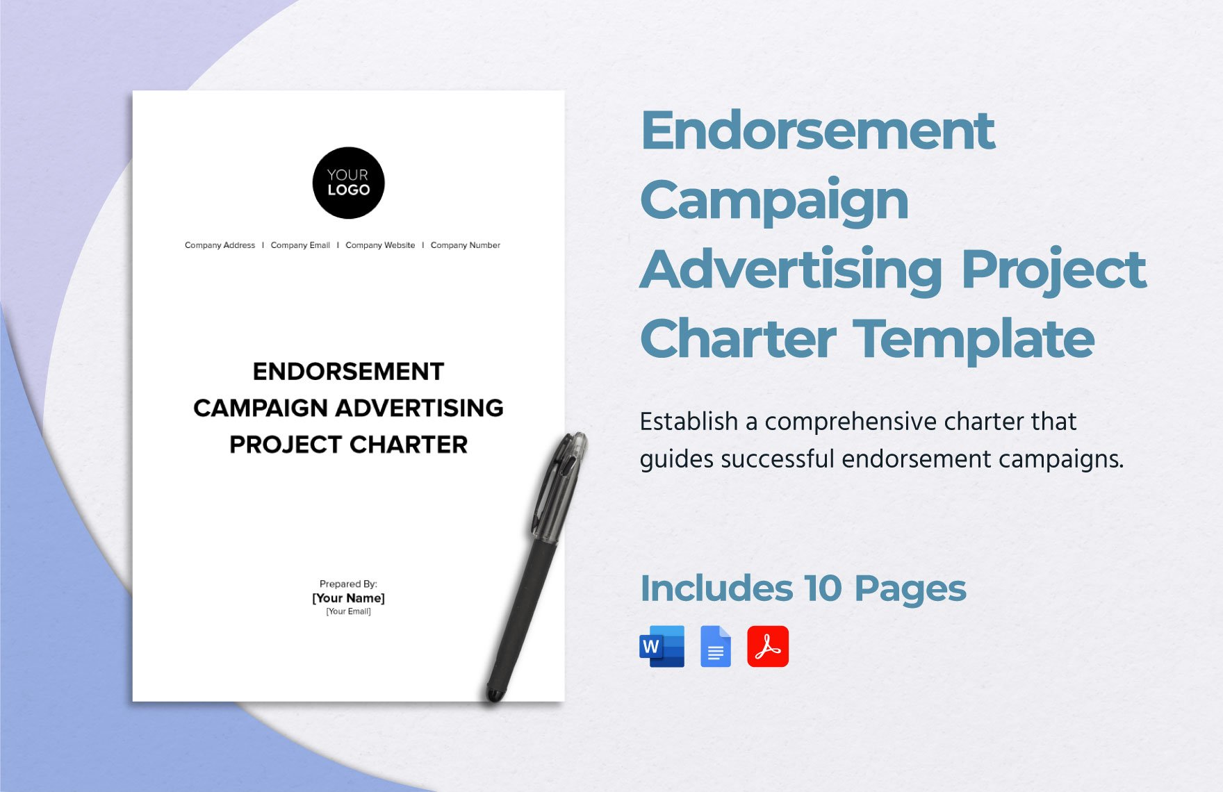 Endorsement Campaign Advertising Project Charter Template