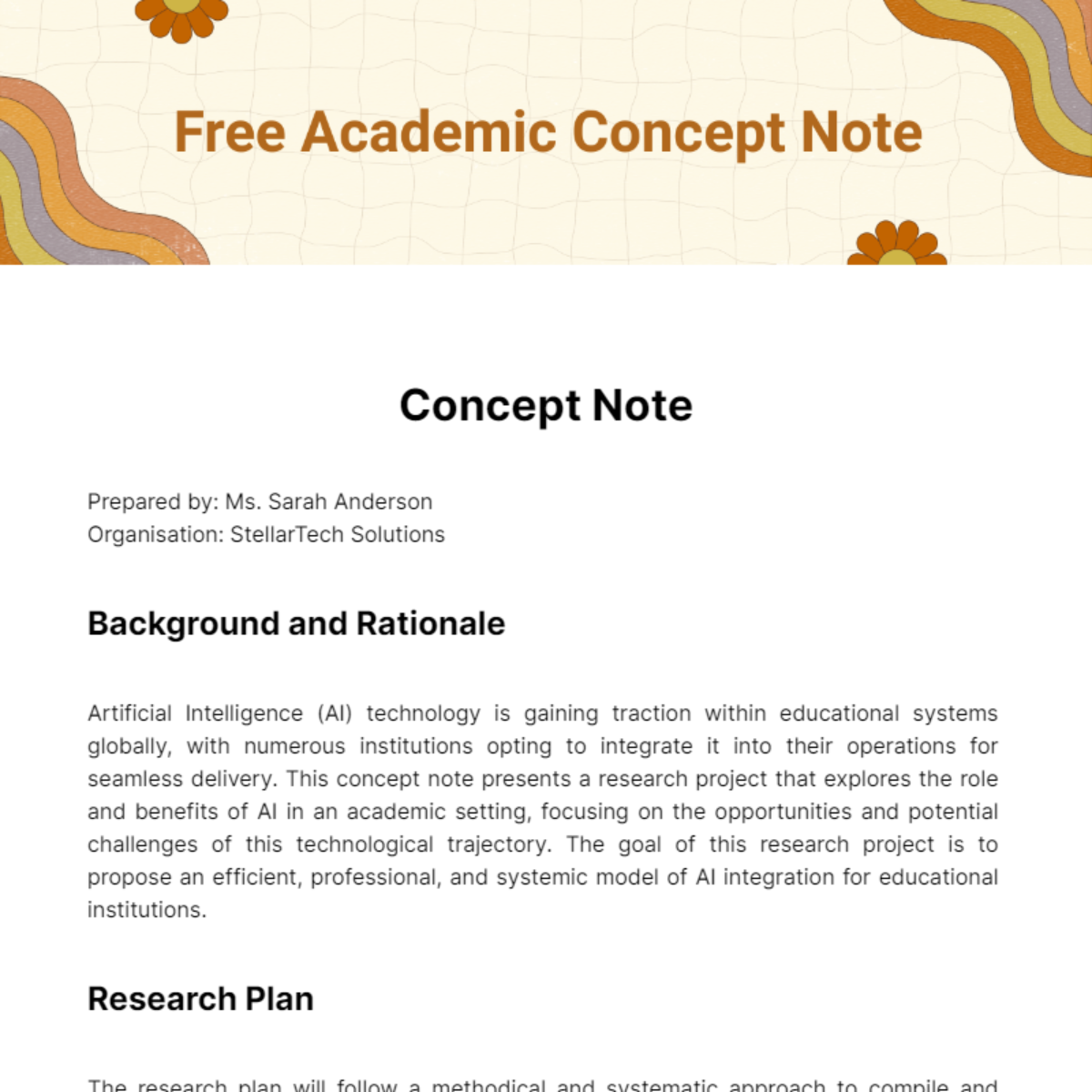Free Academic Concept Note Template