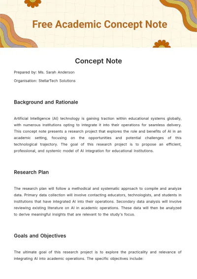 Free Academic Concept Note Template to Edit Online