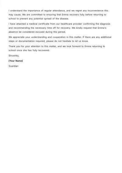Free School Sick Note Template to Edit Online
