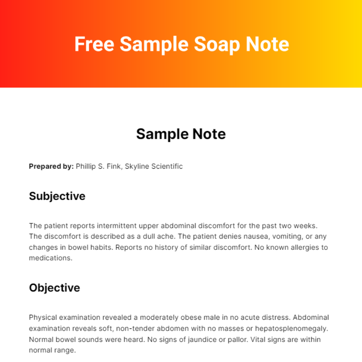 Free Sample Soap Note Template