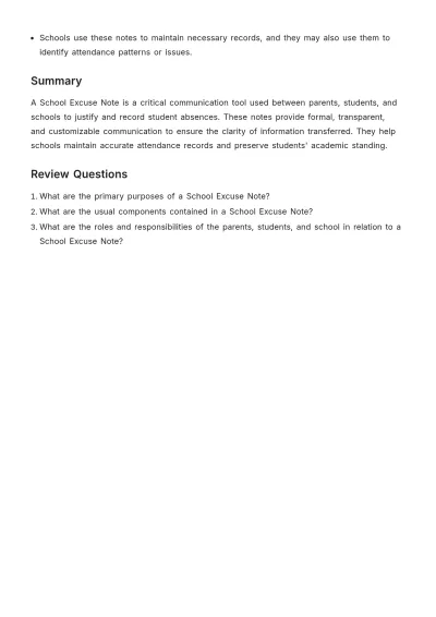 Free School Excuse Note Template to Edit Online