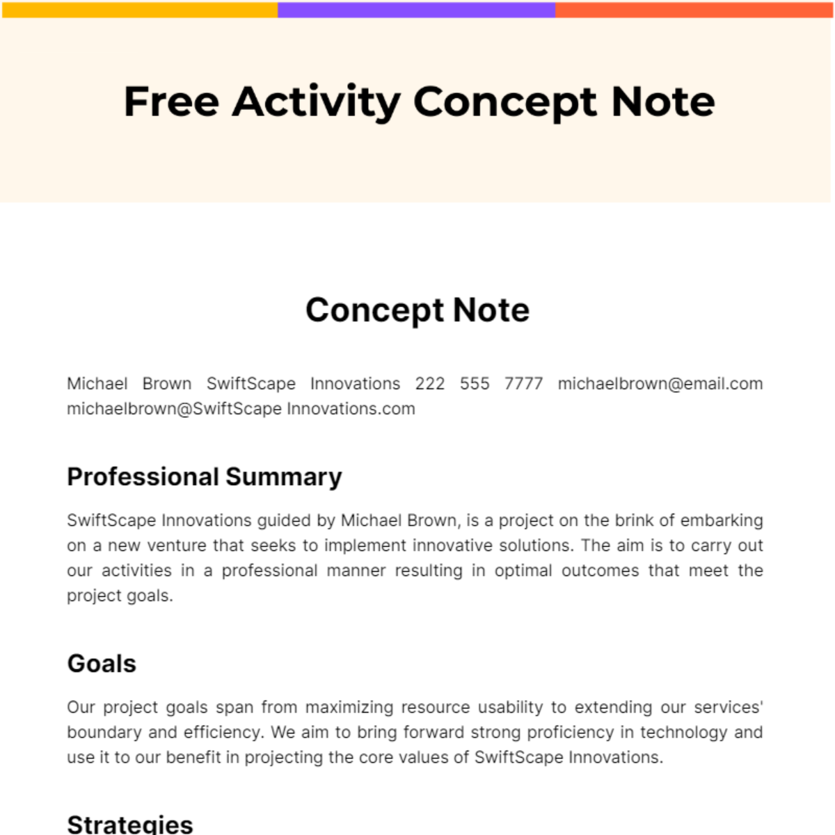 Free Activity Concept Note Template