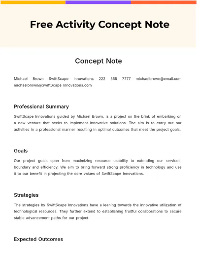 Free Activity Concept Note Template to Edit Online