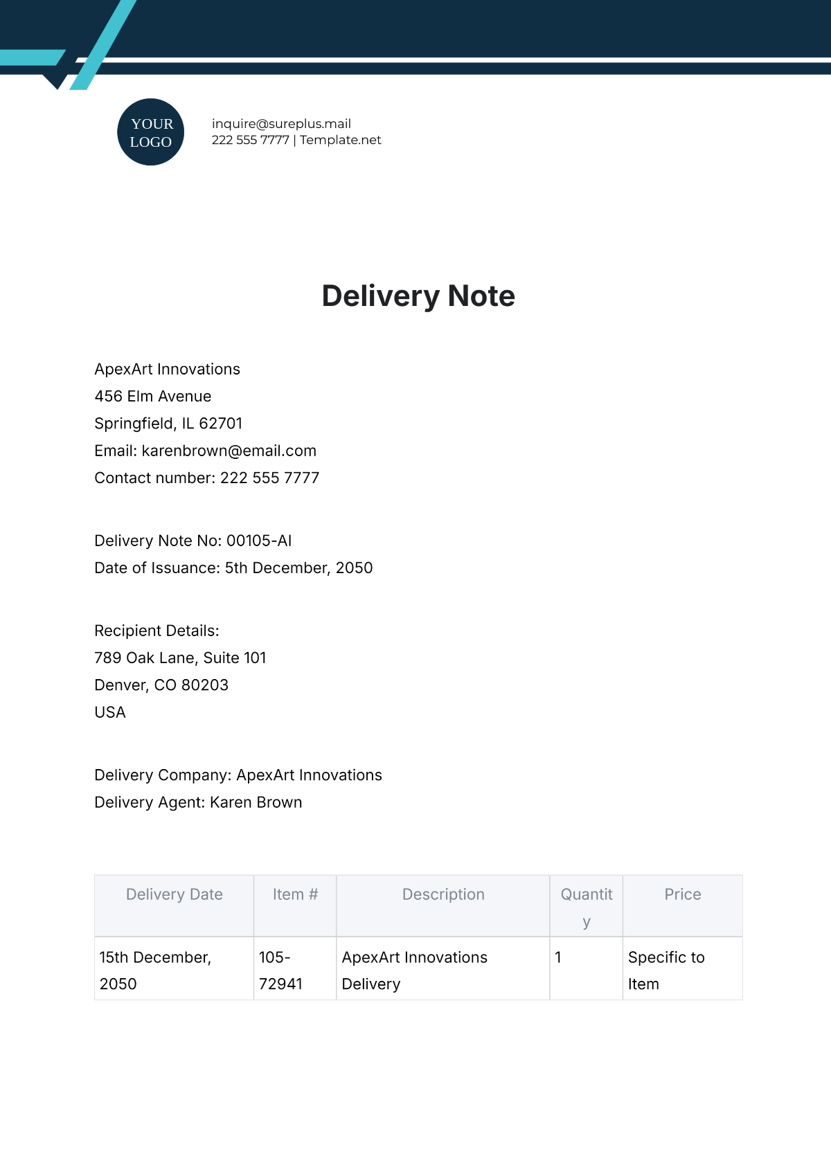 Free Invoice and Delivery Note Template